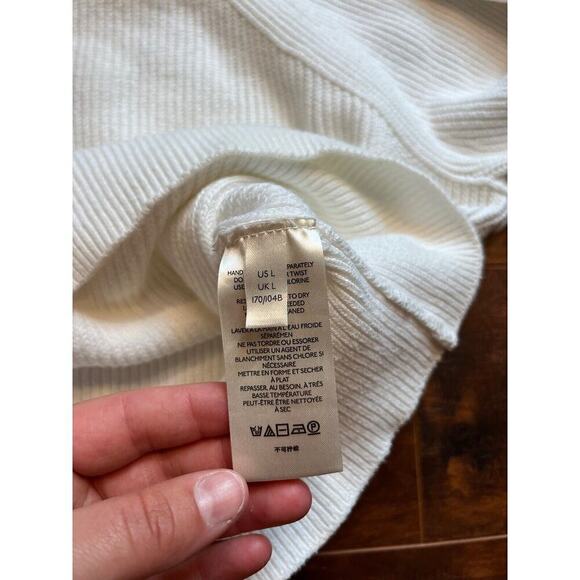 Free People White Ribbed Heavy Knit Sweater Womens Size L - Picture 5 of 7